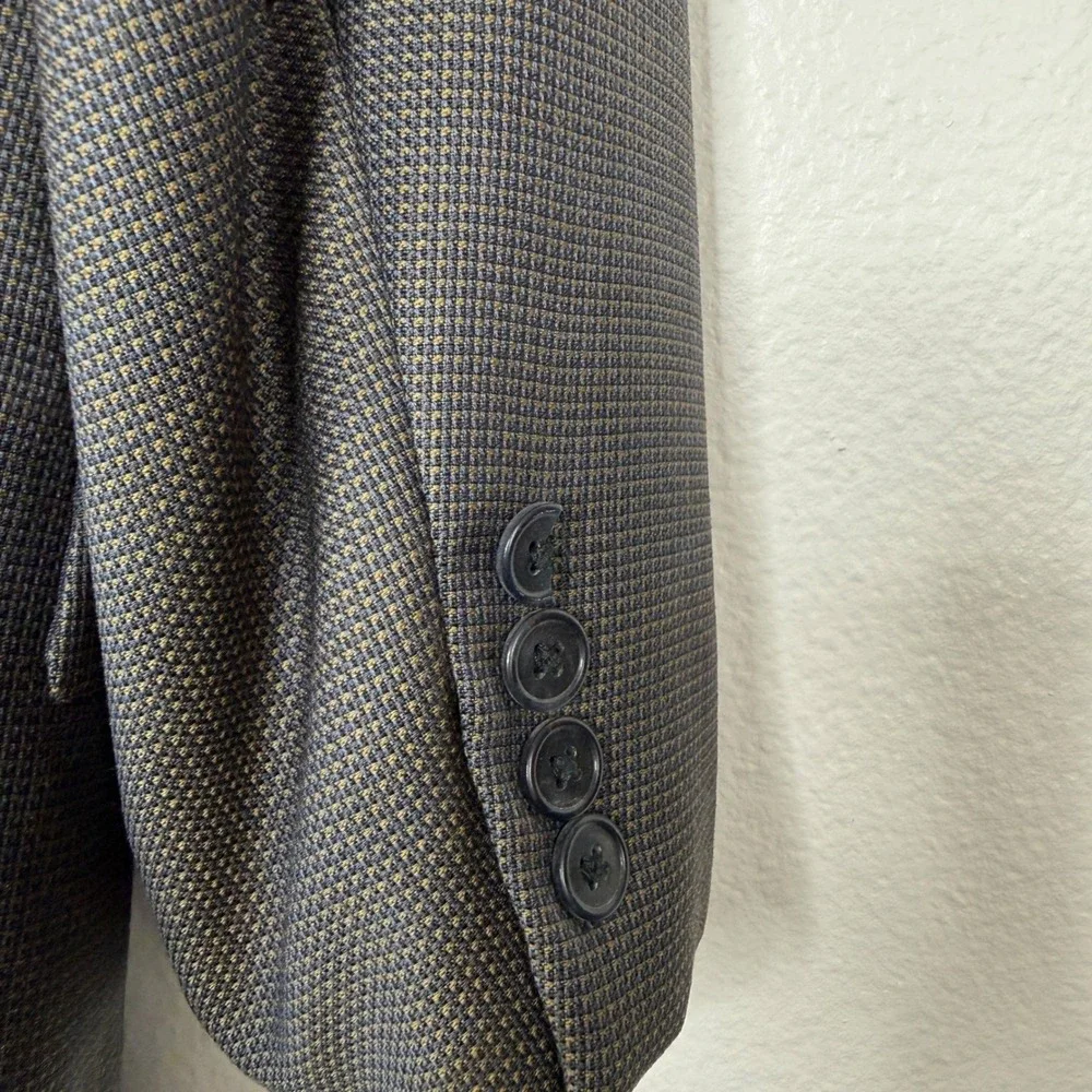 Joseph Abboud Nordstrom Mens 42S Blazer Super 100s Wool Micro Check Grey Brown